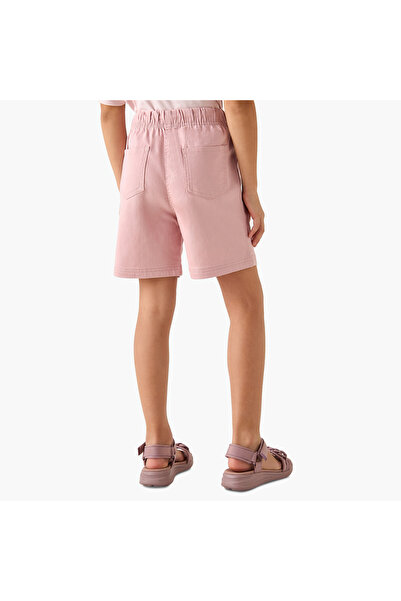 Juniors Solid Shorts with Drawstring Closure and Pockets