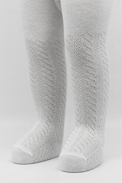 NW NessiWorld Single Zigzag Embossed Combed Cotton Pantyhose Bs50108 White