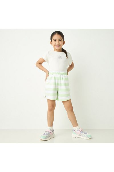 Juniors شورت مخطط بحزام خصر مطاطي