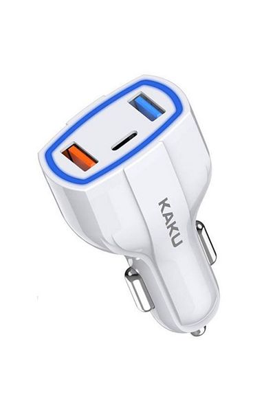 REDz Accessories Adaptor auto KSC-485, tip C și dual USB, încărcare rapidă 20W, alb