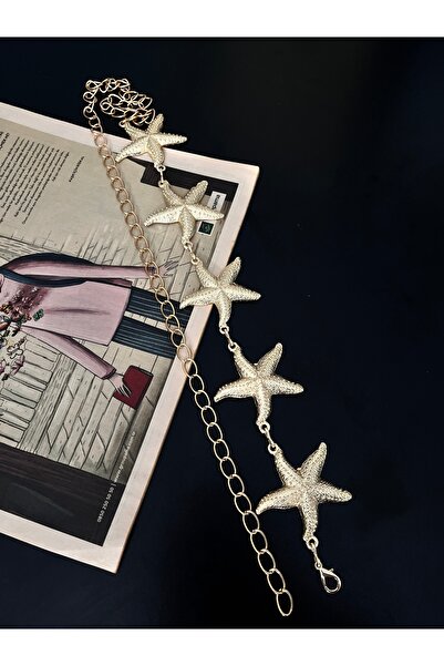 Zoula حزام نسائي ذهبي مع سلسلة على شكل نجم البحر، حزام خصر للسيدات، حزام تنورة