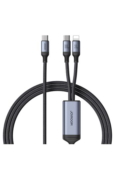 Joyroom Cablu USB-C 2 în 1 Speedy Series - USB-C / iPhone Lightning 100W 1,5 m Negru