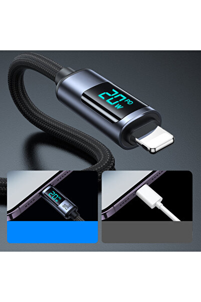 Joyroom Kabel do iPhone z wyświetlaczem LED Lightning - USB-C 2.4A 1.2m czarny