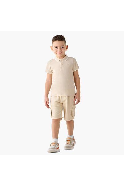 Juniors Solid Cargo Shorts with Drawstring Closure