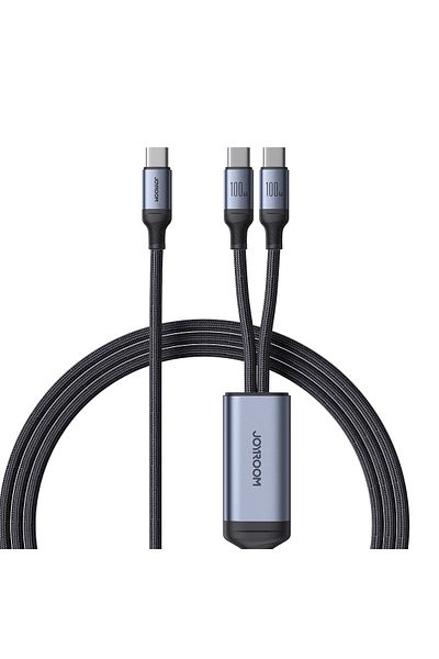 Joyroom Cablu USB-C 2 în 1 Speedy Series - 2x USB-C 1,5 m Negru