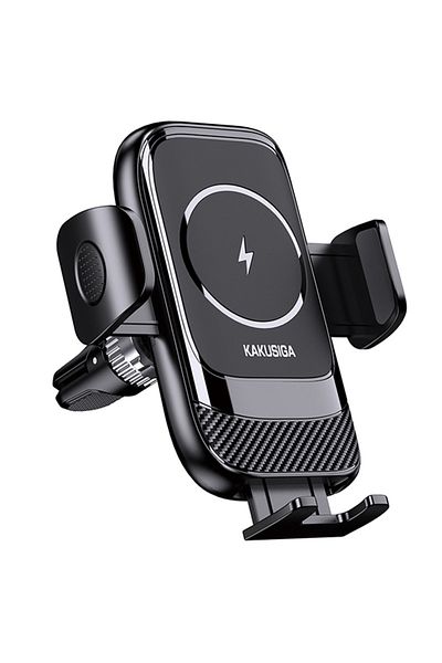 REDz Accessories Suport auto cu încărcare wireless de 15W, KSC-1158, montare cu clemă, ventilație, rotativ, negru