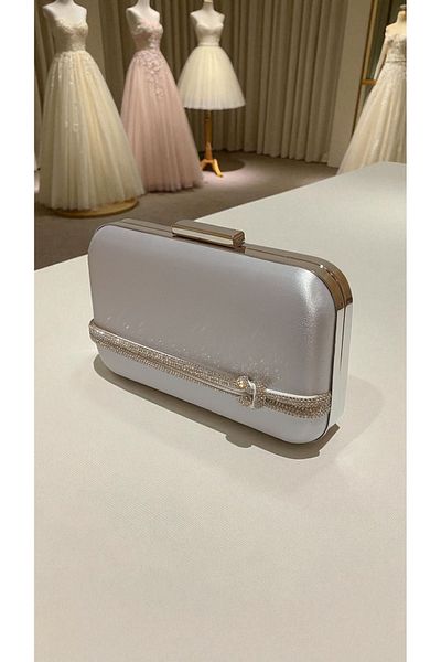 Butik Beyabags Satin Silver Evening Dress Bag