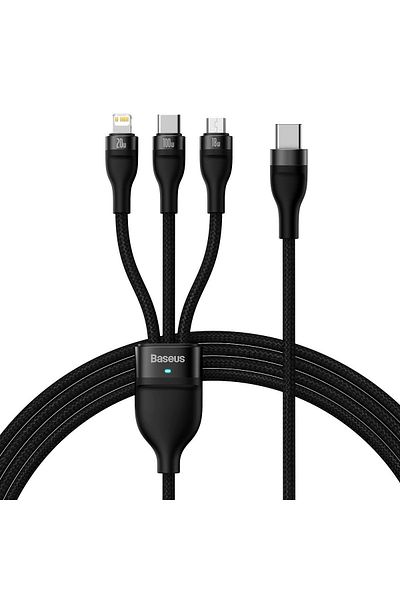 Baseus Flash Series II kabel USB-C Iphone Lightning microUSB 100W 1.5m czarny