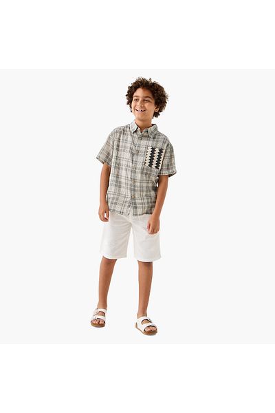 ELIGO Textured Shorts with Drawstring Closure and Pockets