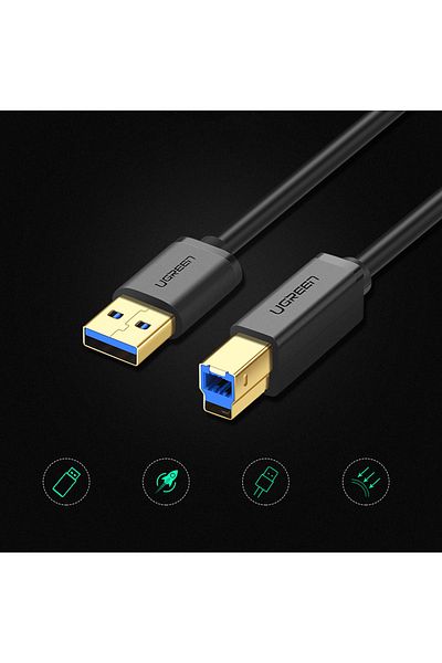 Ugreen Cablu imprimantă USB-A - USB-B 5Gb/s 2m negru