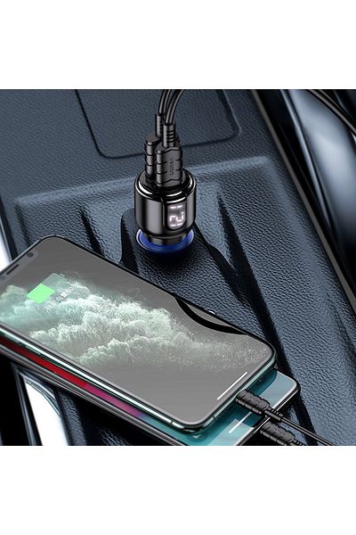REDz Accessories Set încărcător auto KSC-1174 cu cablu Lightning, încărcare rapidă 75W, negru