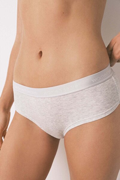 Women'secret Wide grey cotton Brazilian panty