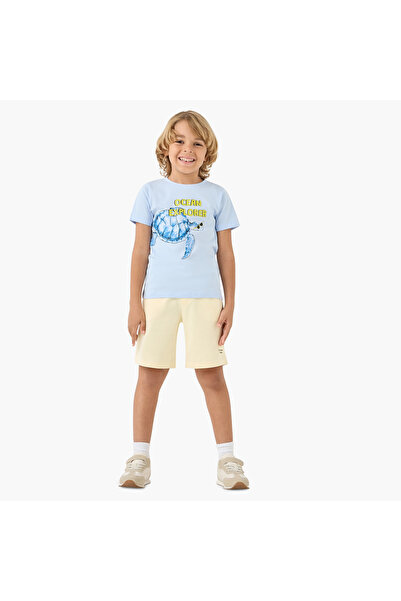 Juniors Slogan Applique Shorts with Pockets and Drawstring Closure