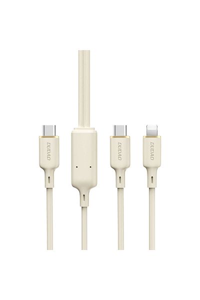 DUDAO Cablu 2 în 1 ranforsat SR USB-C - USB-C / Lightning 100W 1,2 m bej