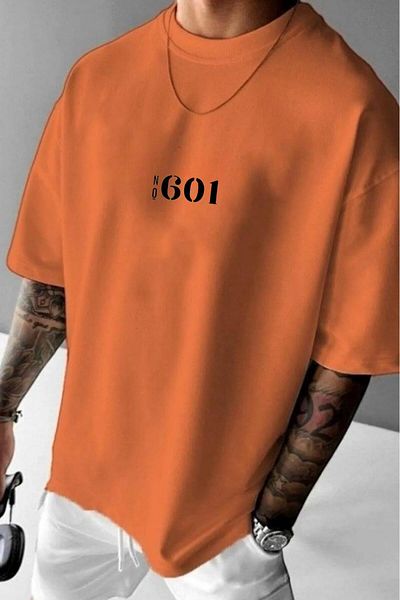 CAST COLLECTİON Tricou oversize cu imprimeu portocaliu No601 pentru bărbați