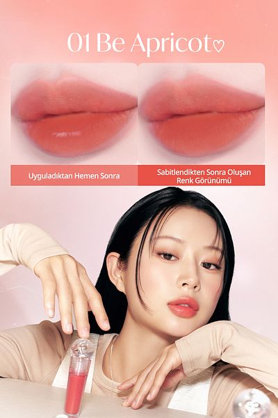 PERIPERA أساسه المائي، لا يسبب إحساسًا بالوزن، جل ذو ملمس جل، صبغة جل 01 Be Apricot