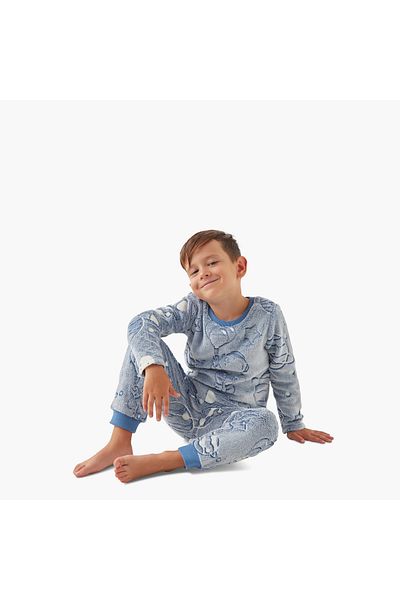 Juniors Space Embossed T-shirt and Pyjama Set