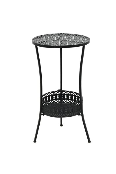 vidaxl طاولة بيسترو معدنية سوداء 40×70 سم