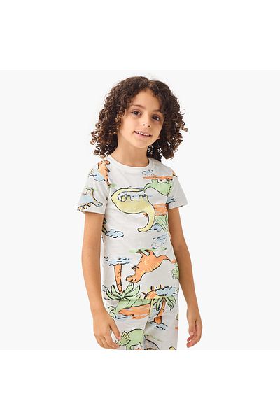 Juniors All-Over Dinosaur Print T-shirt and Pyjama Set