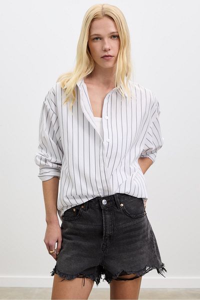 Stradivarius Long striped poplin shirt