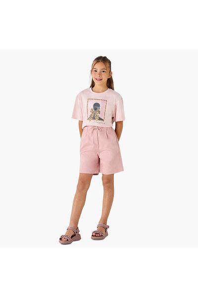 Juniors Solid Shorts with Drawstring Closure and Pockets