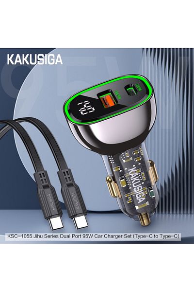 REDz Accessories Set încărcător auto KSC-1055 cu cablu Type-C, încărcare rapidă 95W, negru