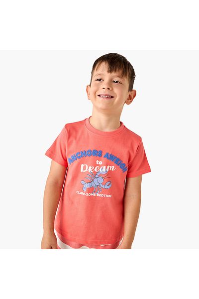 Juniors Lobster Print T-shirt and Striped Shorts Set