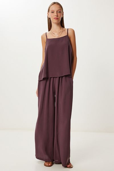 Lovelyİstanbul Modal Blouse Pants Suit with Strap Lmc0065 Mürdüm