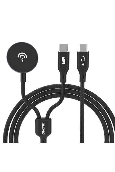 DUDAO Cablu încărcător 2 în 1 pentru Apple Watch + mufă USB-C PD 60W - Negru