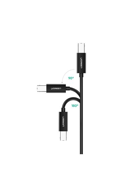 Ugreen Cablu pentru imprimantă, scaner, fax, USB-C - USB-B 1m negru