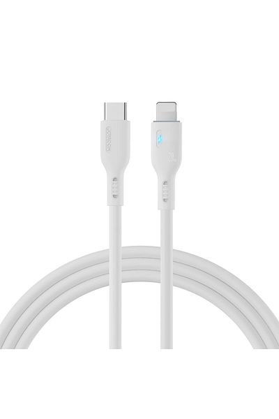 Joyroom Cablu iPhone cu indicator LED USB-C - Lightning 20W 2m Alb