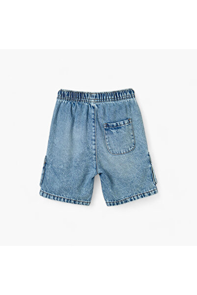 Juniors Solid Denim Shorts with Drawstring Closure and Pockets