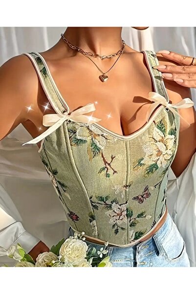 Serashine vintage büstiyer &y2k coquette yenitrend bluz