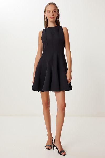 Lovelyİstanbul Flying Effect Mini Woven Dress Lfk0004 Black