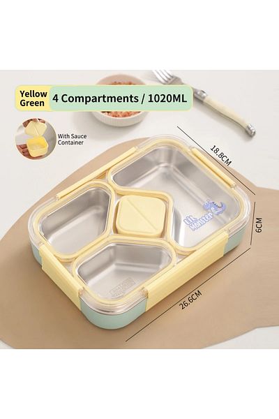 istanbulay Lunch Box for Kids and Boys - 304 Stainless Steel | Multi-Compartment | Leak-Proof | Attractive Design