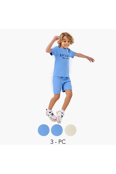 Juniors 3-Piece Assorted T-shirt and Shorts Set
