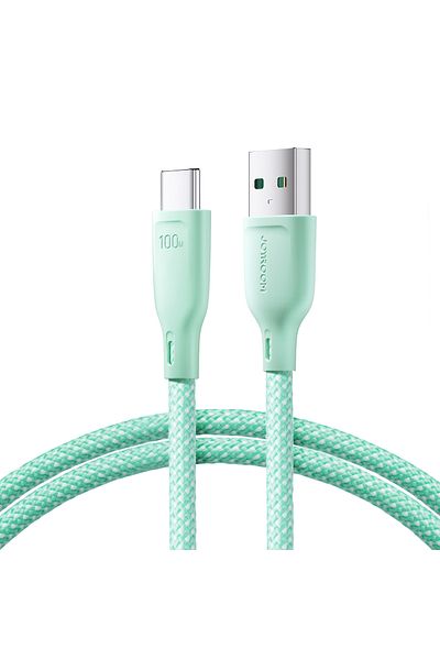 Joyroom Cablu de transfer rapid USB-A - USB-C 100W, serie Multi-Color, verde, 1 m