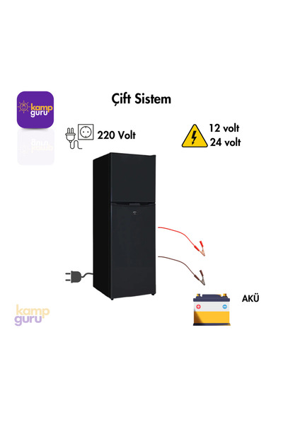 COOL LİFE Çift Sistem Cool Life 138 Litre Siyah Buzdolabı 12/24/220 Volt