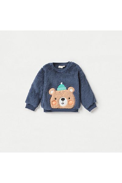 Juniors Bear Applique Long Sleeves T-shirt and Joggers Set