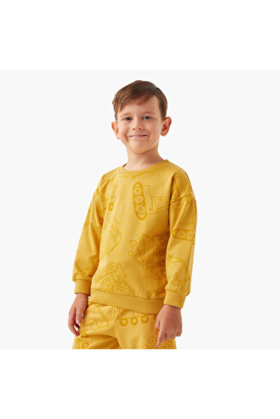 Juniors All-Over Vehicle Print Long Sleeves Sweatshirt and Joggers Set