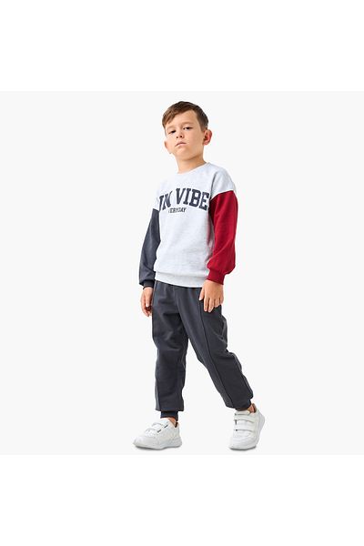 Juniors طقم سويت شيرت وبنطال رياضي بأكمام طويلة بطبعة طباعية