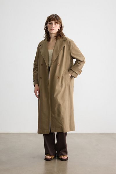 BE BLUE Walnut Shell Cotton Trench Coat