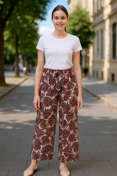 ECK MODA Women's Viscose Fabric Digital Printed Skirted Trousers
