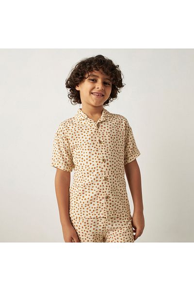 ELIGO All-Over Print Cotton Shirt and Shorts Set
