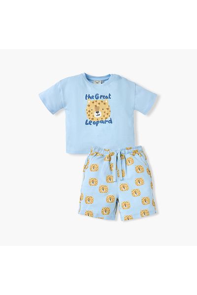 Juniors Leopard Print T-shirt and Shorts Set