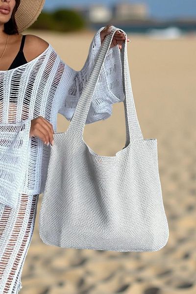 citystyle Γυναικεία Πλεκτά Καλοκαιρινά Πλεκτά Τσάντα Παραλίας Mink με λουράκι ώμου