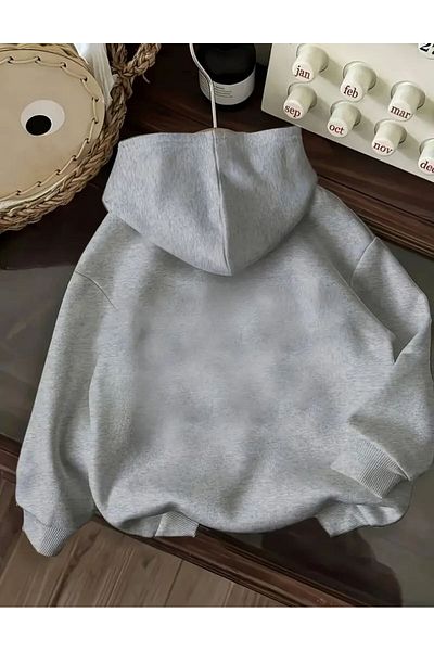 herkesemoda Суитшърт с качулка и леопардов принт