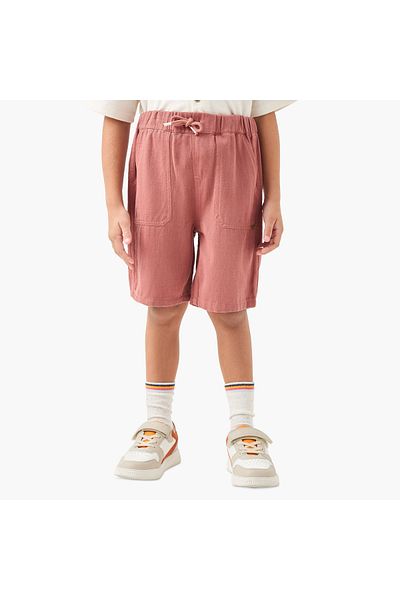 ELIGO Solid Shorts with Drawstring Closure and Pockets