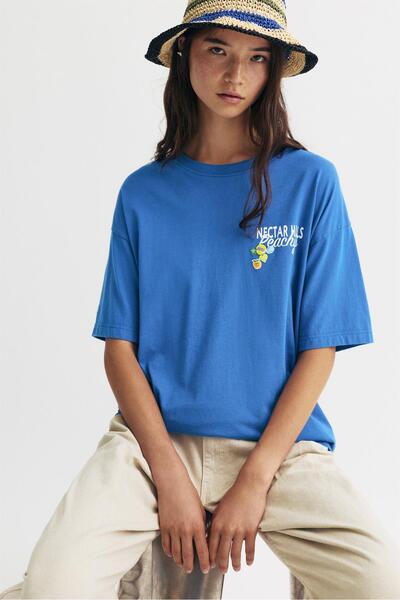 Pull & Bear Şeftali baskılı t-shirt