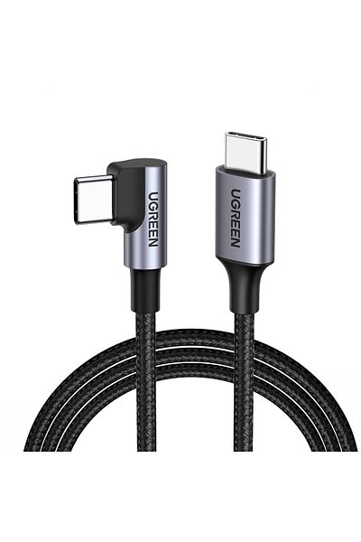 Ugreen Kabel przewód kątowy USB-C w oplocie 480Mb/s 0.5m czarno szary